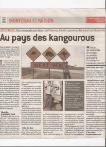 Adrien Laporte au pays des Kangourous Journal de Saone et Loire JSL